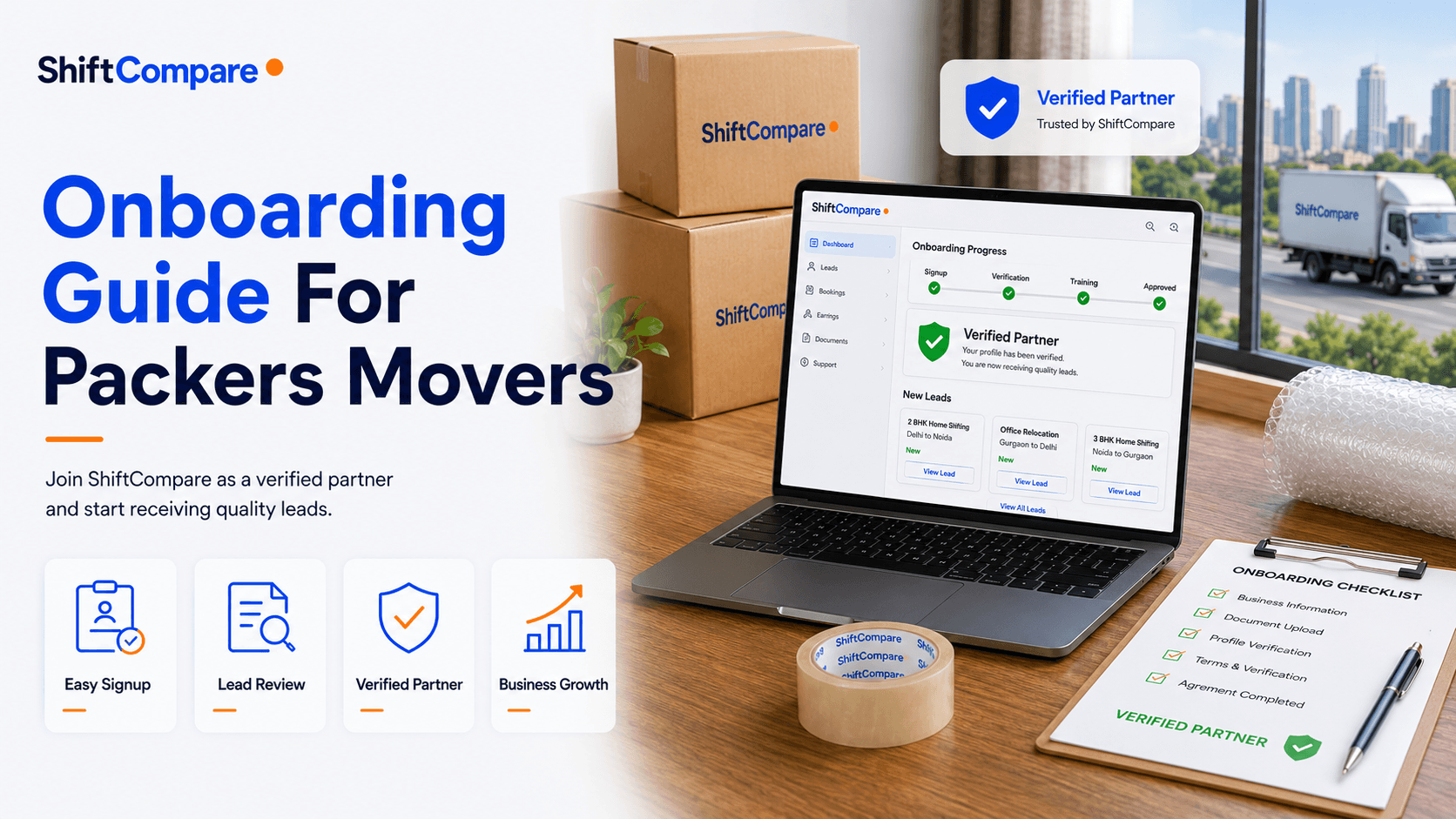 Onboarding guide for genuine packers movers joining ShiftCompare as quote partners